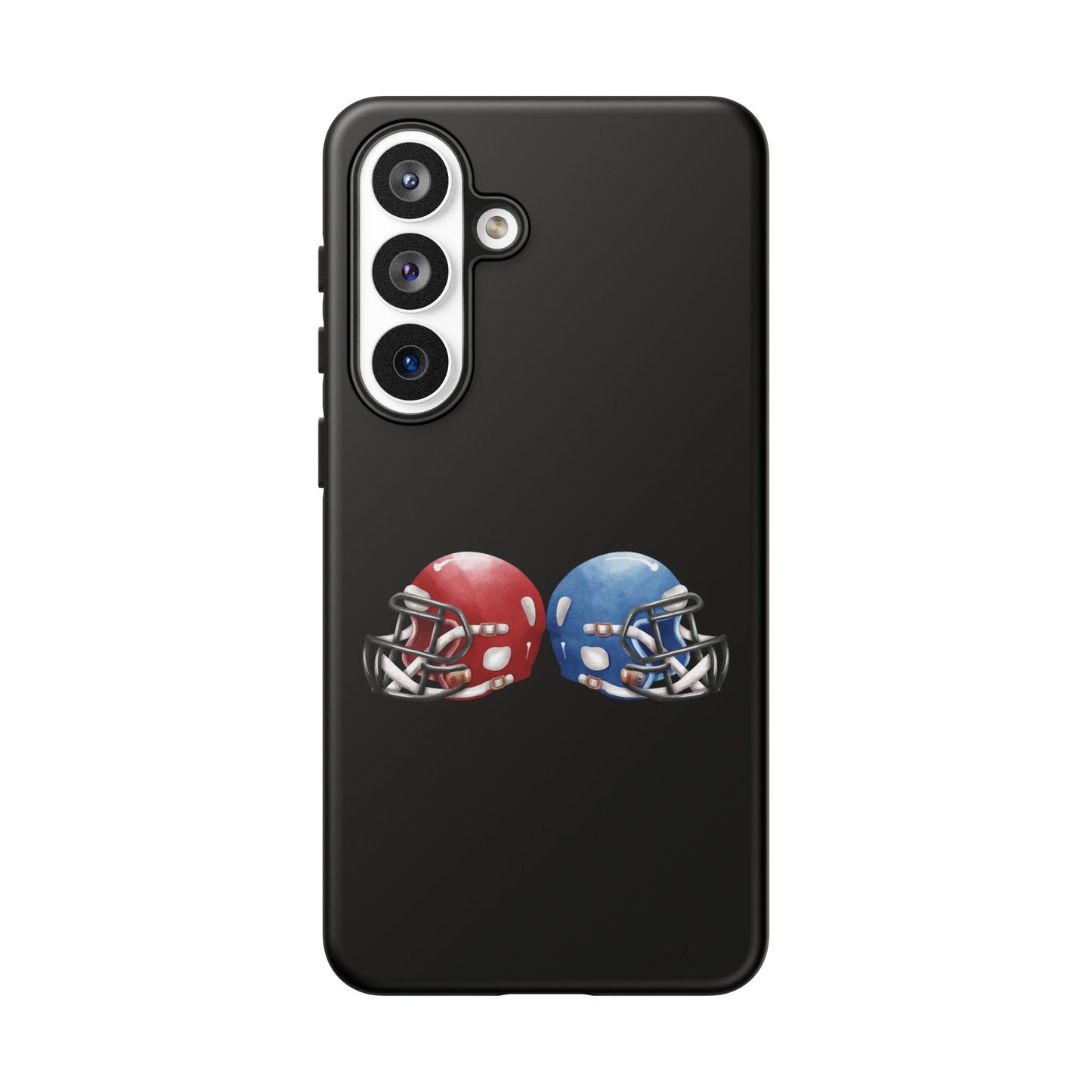 Red and blue football helmet tough phone case for iPhone, protective Printify cover with detailed helmet design.