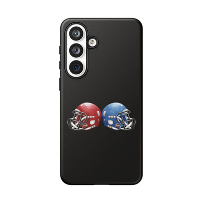 Red and blue football helmet tough phone case for iPhone, protective Printify cover with detailed helmet design.