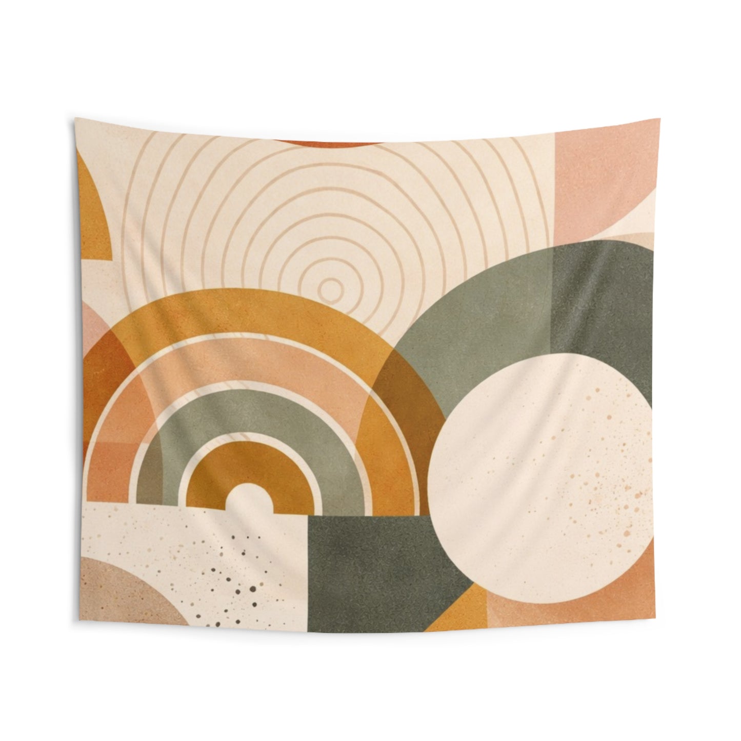 Abstract Boho Geometric Wall Tapestry — Midcentury Rainbow Arches