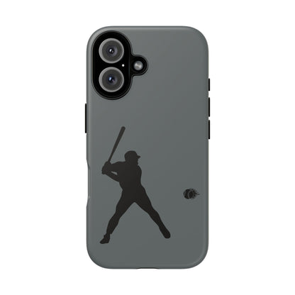 Black baseball silhouette tough phone case for iPhone, durable protective sport-style cover by Printify.