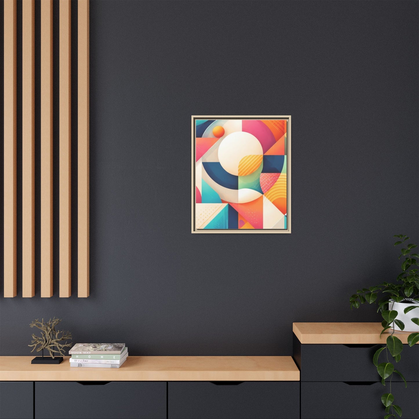 Colorful Geometric Abstract Art Matte Canvas Framed