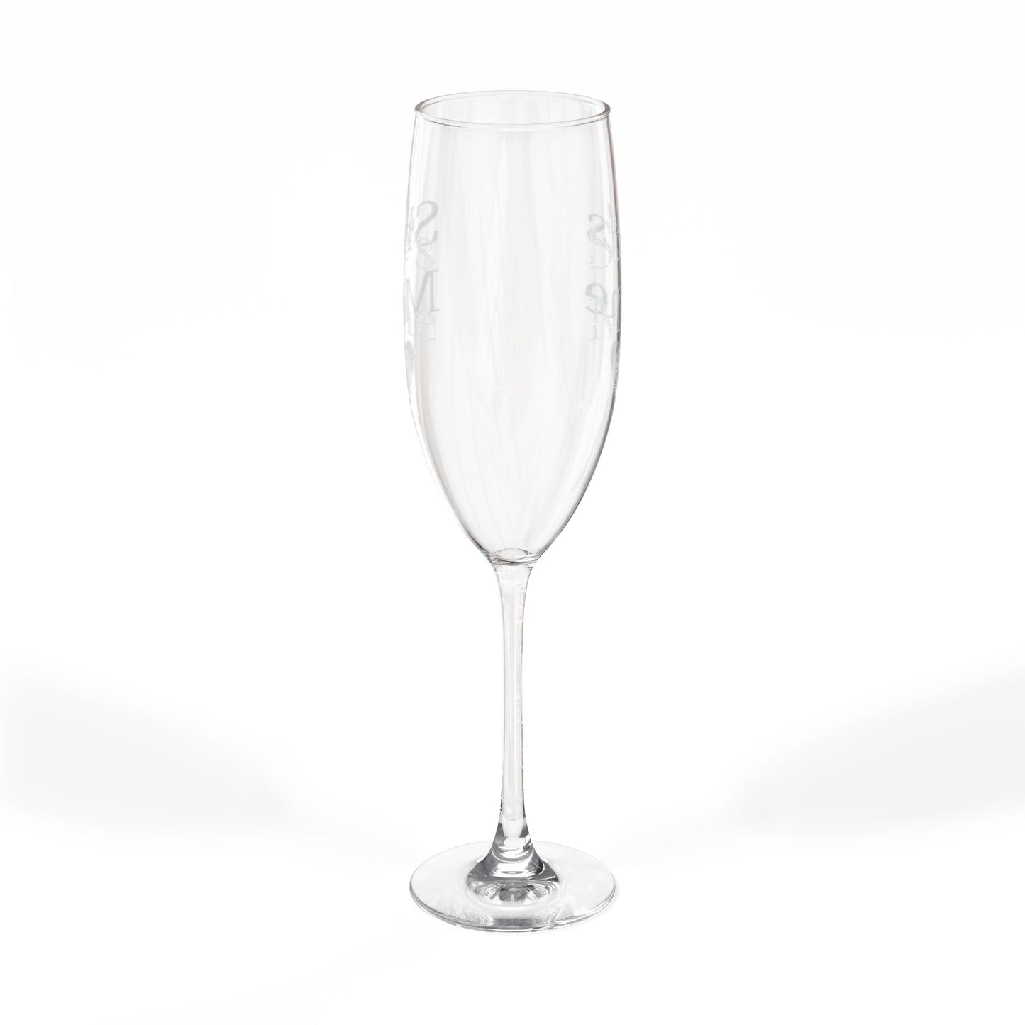 Engraved 8oz Champagne Flute – 'She’s the Mrs.' Bridal Toast Glass