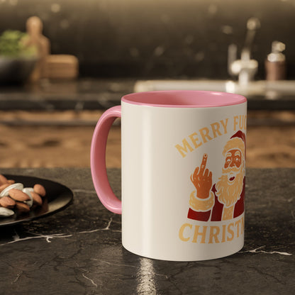 Merry Fucking Christmas Mug — Funny Santa Middle Finger Coffee Cup (11oz & 15oz)