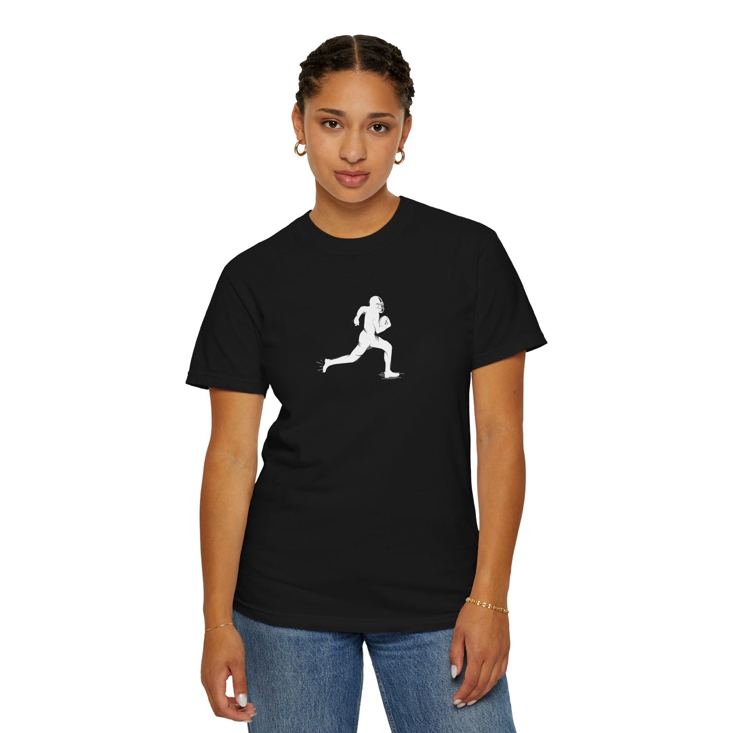 Sporty Unisex Garment-Dyed T-Shirt with Football Player Graphic, Activewear, Casual Wear, Gift for Runners, Fitness Apparel, Everyday Style