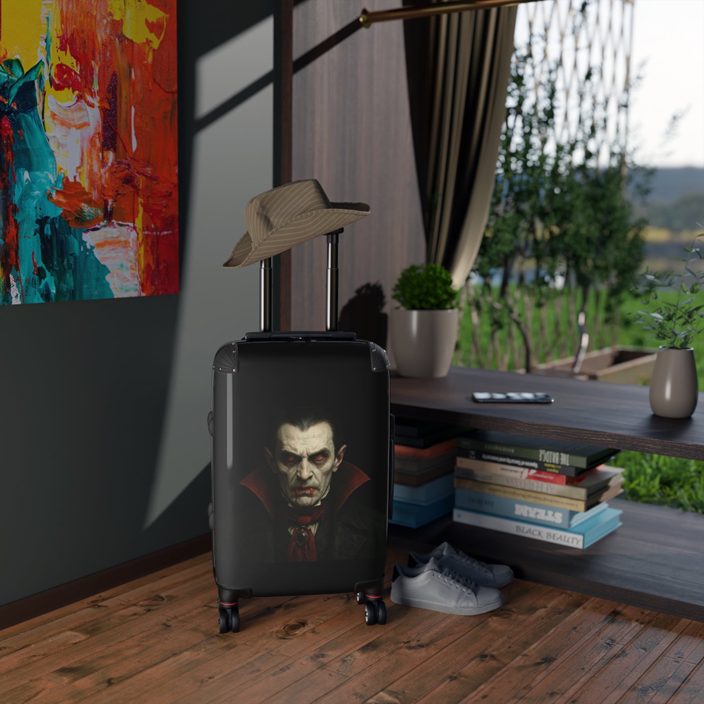 Vampire Portrait Carry-On Suitcase — Gothic Dracula Luggage for Halloween Travel