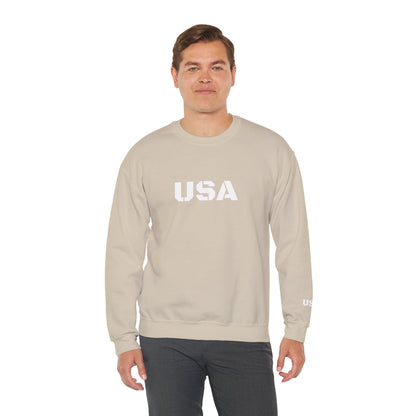 Printify USA crewneck sweatshirt featuring patriotic design, cozy fit, perfect for all seasons and casual wear.