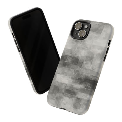 Abstract gray grid phone case for iPhone, tough protective cover with modern design from Printify.