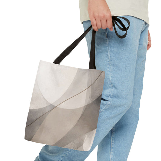 Neutral abstract watercolor waves tote bag featuring an all-over print, made by Printify, with a spacious design and artistic wave pattern.