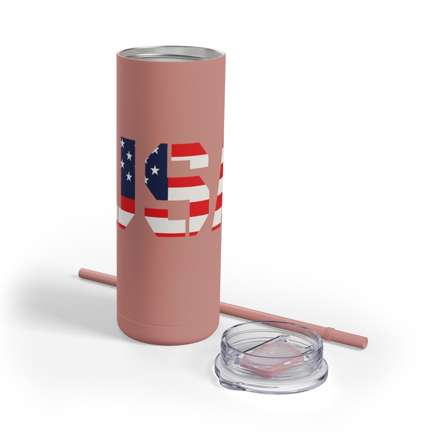 USA Flag Tumbler - 20oz Skinny Matte Drinkware, Travel Mug, Patriotic Gift, Fourth of July, Summer BBQ, Camping, Outdoor - TRV