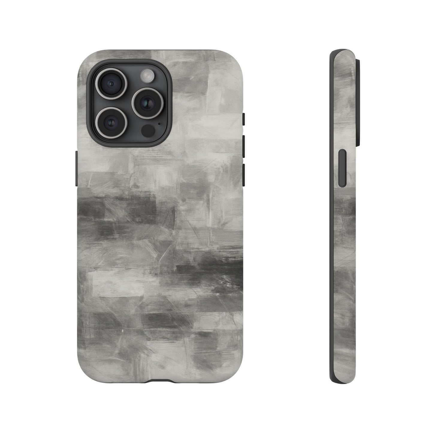 Abstract gray grid phone case for iPhone, tough protective cover by Printify with modern geometric design.