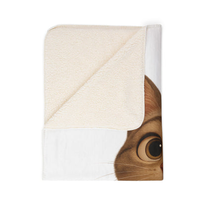 Soft Cozy Cat Sherpa Blanket by Printify featuring a warm, plush throw perfect for cat lovers and cozy home decor.