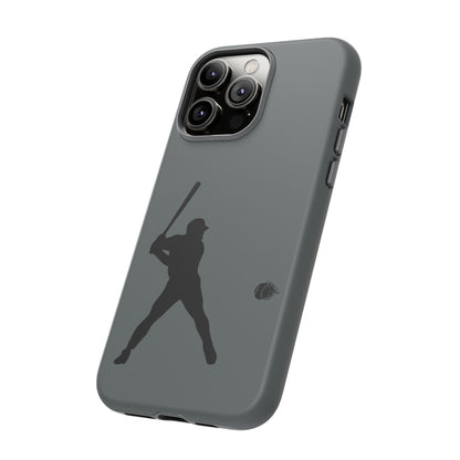 Black baseball silhouette tough phone case for iPhone, durable protective sport-style cover by Printify.
