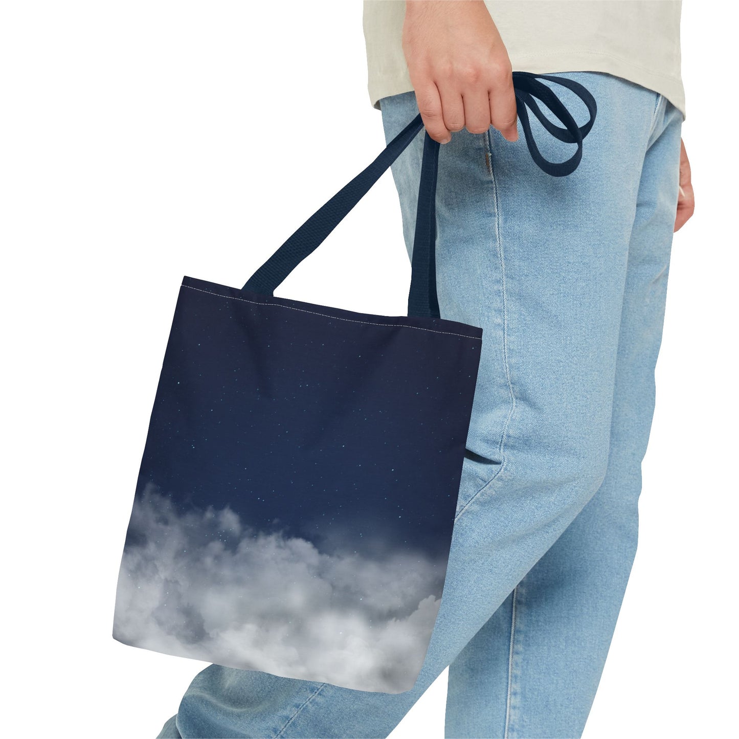 Night Sky Clouds Tote Bag | Starry Navy Ombre - TRV