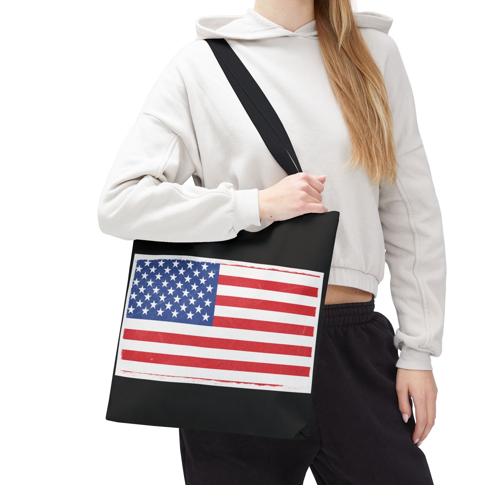Patriotic Tote Bag, American Flag Carryall, Beach Bag, Reusable Shopping Tote, Independence Day Gift - TRV