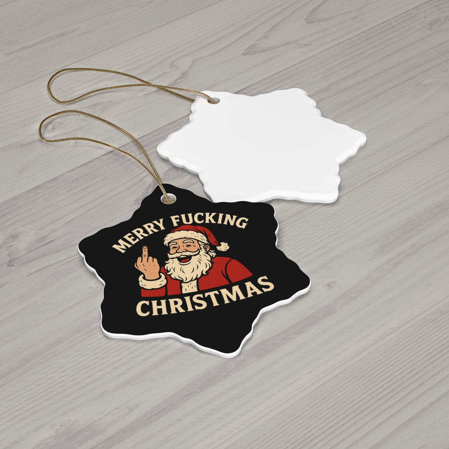 Funny Ceramic Christmas Ornament, Holiday Decoration, Unique Gift for Christmas, Santa Decor, Humorous Ornament - TRV