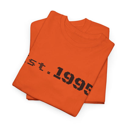 Vintage minimalist Est. 1995 T-shirt by Printify featuring a birthday design on a casual cotton tee.