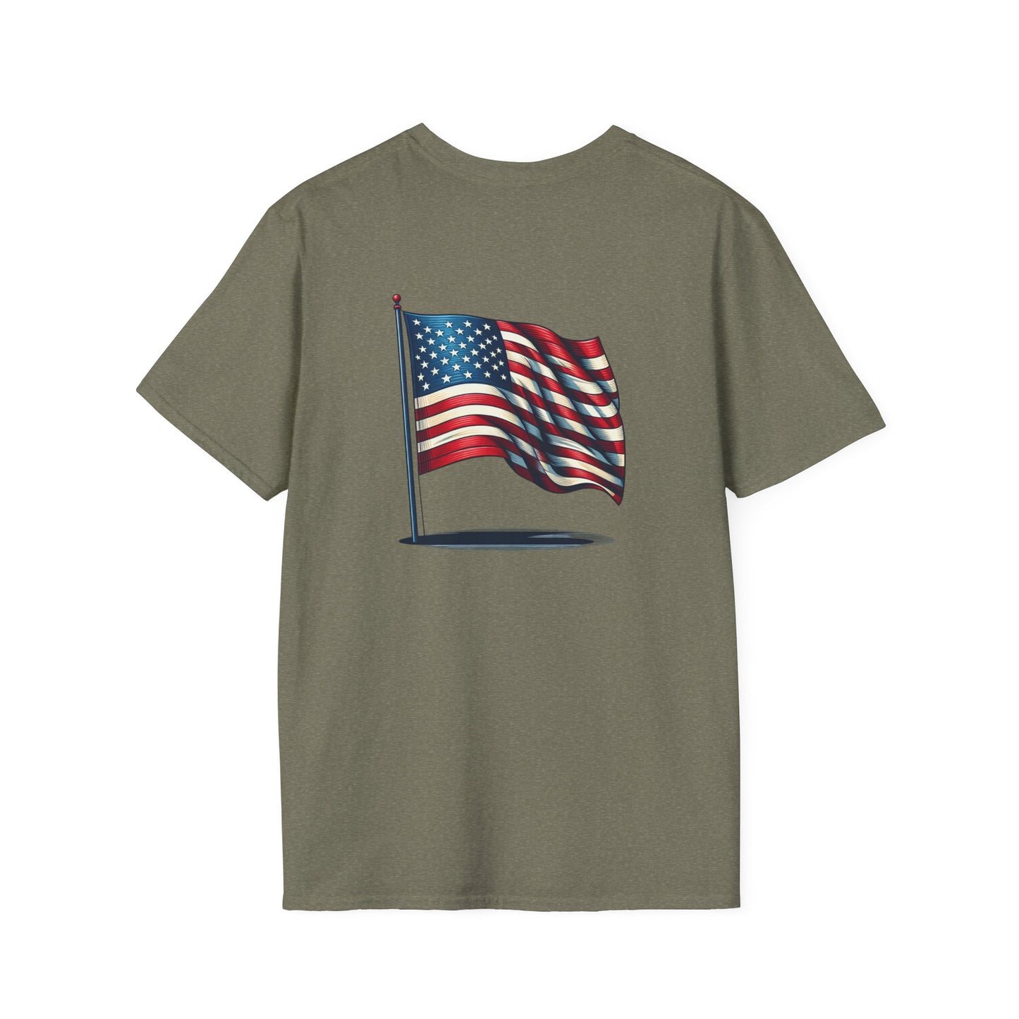 Patriotic Unisex Softstyle T-Shirt, American Flag Tee, USA Pride Shirt, Perfect for Independence Day, Casual Wear - TRV