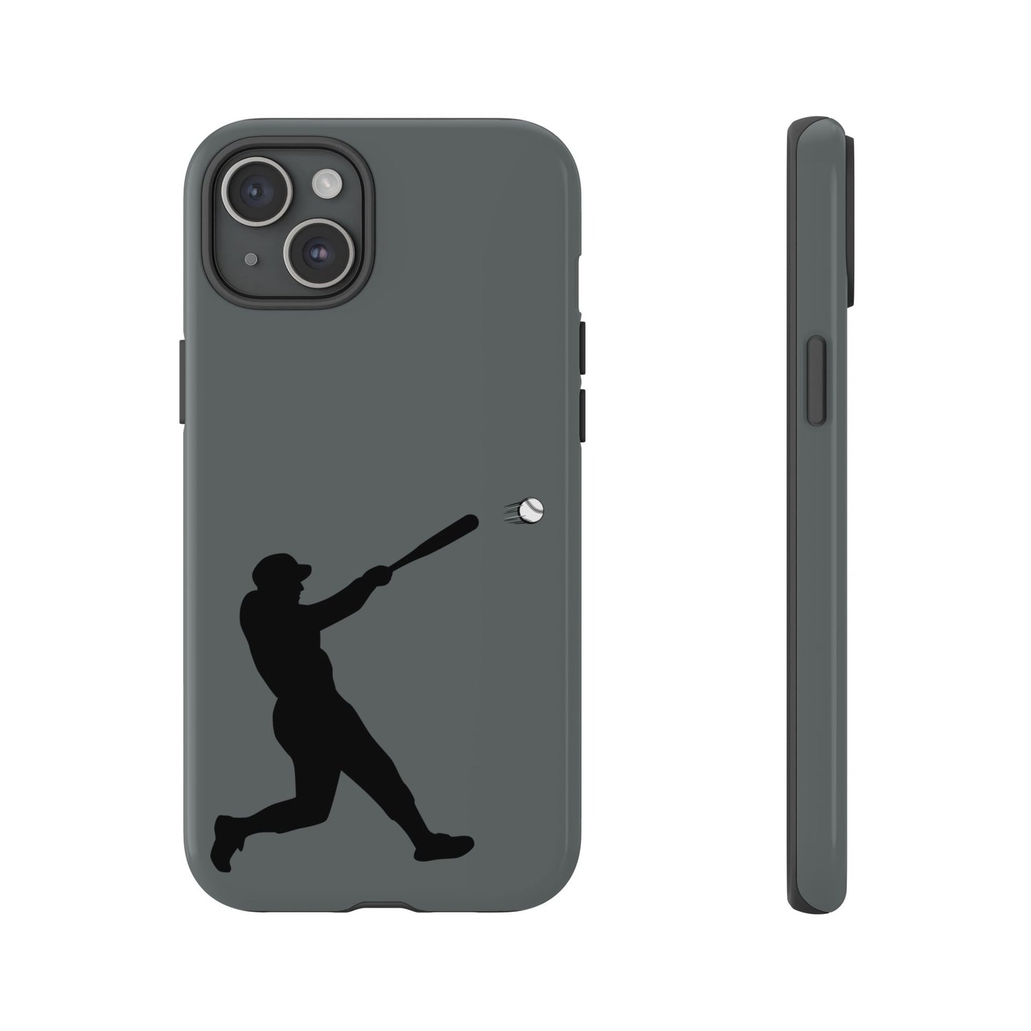 Printify baseball batter phone case, tough protective smartphone cover featuring a baseball player design for fans.