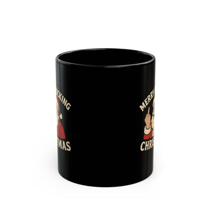 Mug — "Merry Fucking Christmas" Funny Santa Coffee Mug (Black, 11/15oz)