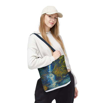 Nature-Inspired Tote Bag, Artistic Eco-Friendly Shopper, Waterfall Design, Reusable Market Bag, Gift for Nature Lovers - TRV
