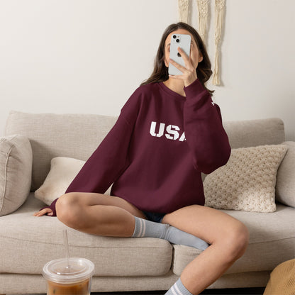 Printify USA crewneck sweatshirt featuring patriotic design, cozy fit, perfect for every season and casual wear