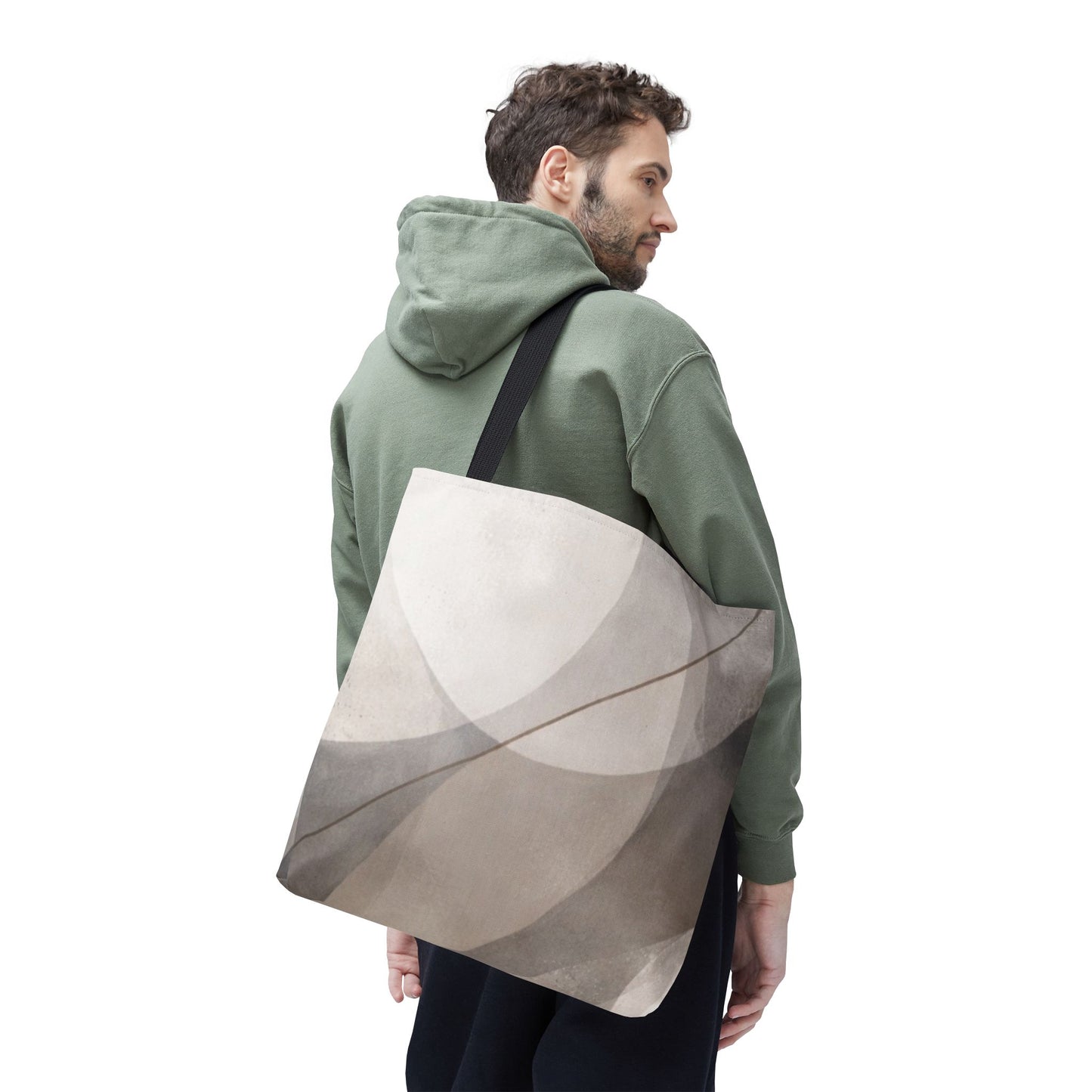 Neutral Abstract Watercolor Waves Tote Bag | All-Over Print