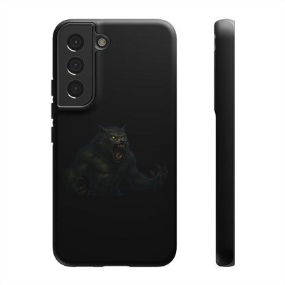 Werewolf phone case with dark monster graphic, tough protective design for smartphones, by Printify