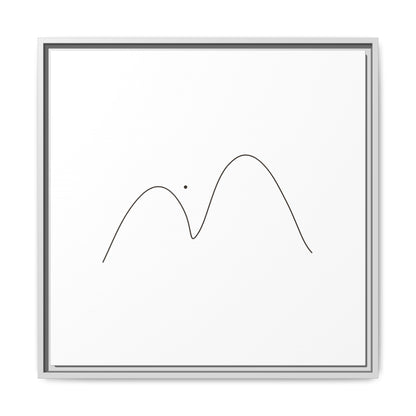 Minimalist mountain line art on framed matte canvas by Printify, featuring a simple mountain design with clean lines and a modern style.
