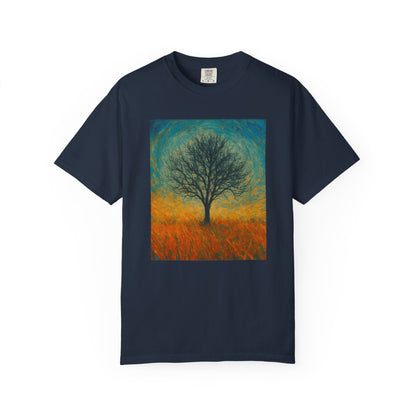 Nature-Themed Unisex Garment-Dyed T-Shirt - Tree Design, Bohemian Tee, Nature Lover Gift, Eco-Friendly Fashion, Casual Wear - TRV