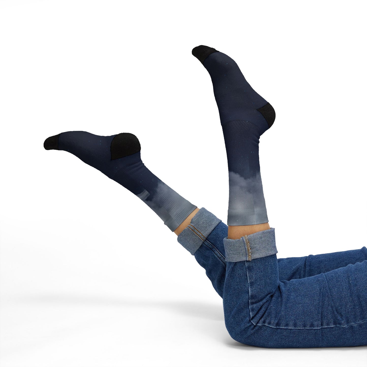 Night Sky Cloud Pattern Socks | Sublimation Crew Socks