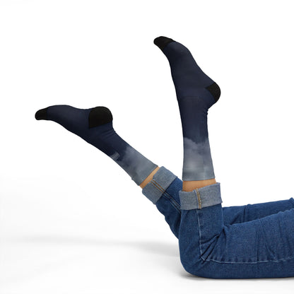 Night Sky Cloud Pattern Socks | Sublimation Crew Socks