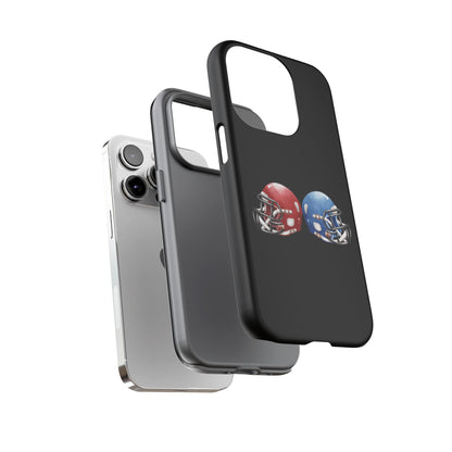 Red and blue football helmet tough phone case for iPhone by Printify, with protective and rugged design.
