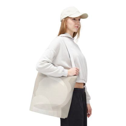 Neutral Abstract Circle Pattern Tote Bag | Minimal Beige AOP Canvas