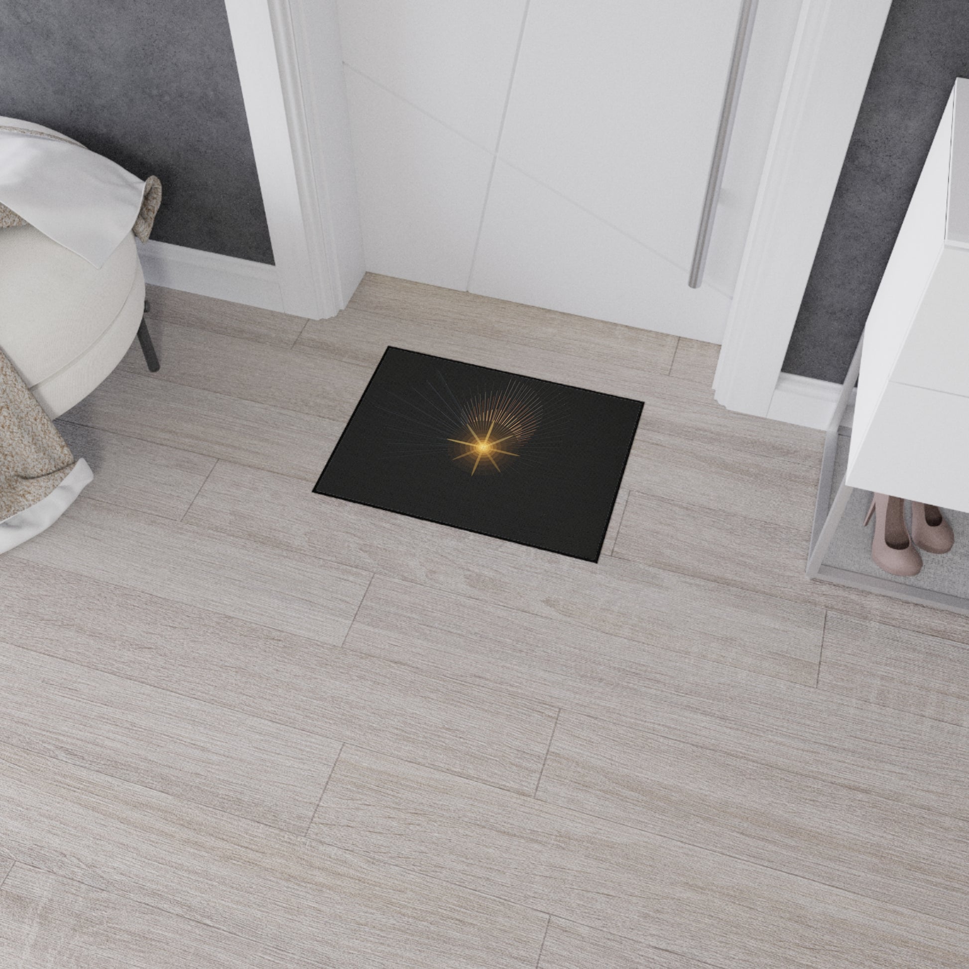 Radiant Star Burst Floor Mat | Black Entrance Rug - TRV