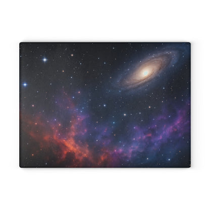 Galaxy Nebula Glass Cutting Board — Space Constellation Kitchen Board