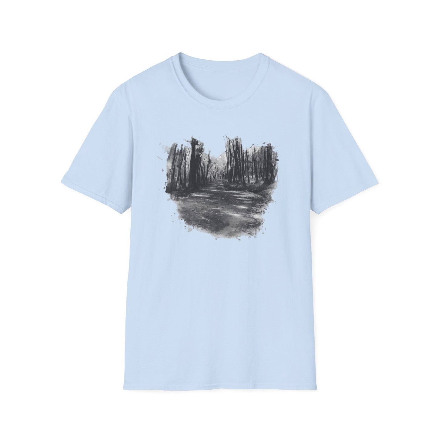 Unisex Softstyle T-Shirt with Abstract Landscape Art, Casual Wear, Gift for Art Lovers, Everyday Fashion, Nature Inspired Tee - TRV