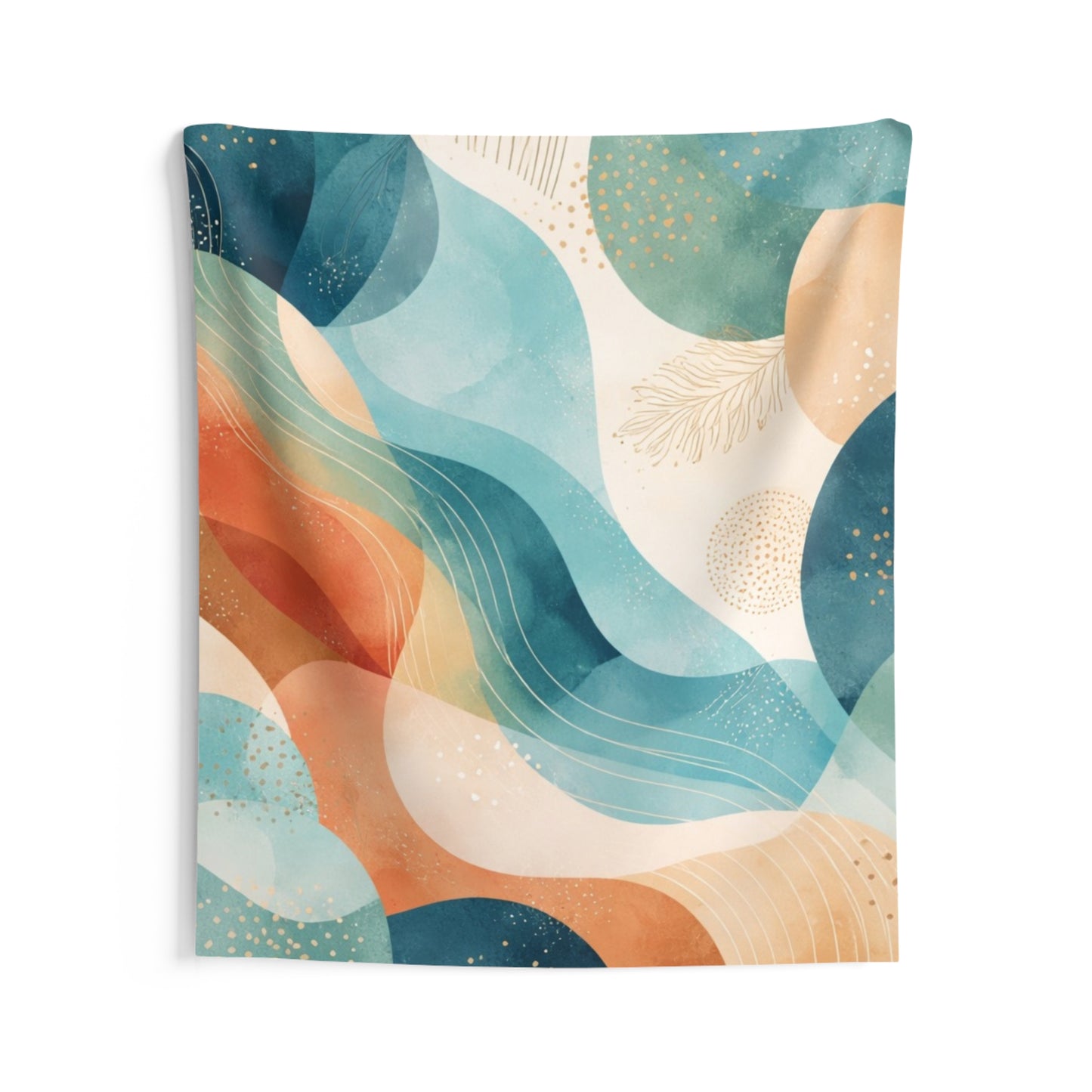 Abstract Ocean Wave Tapestry — Boho Coastal Wall Decor