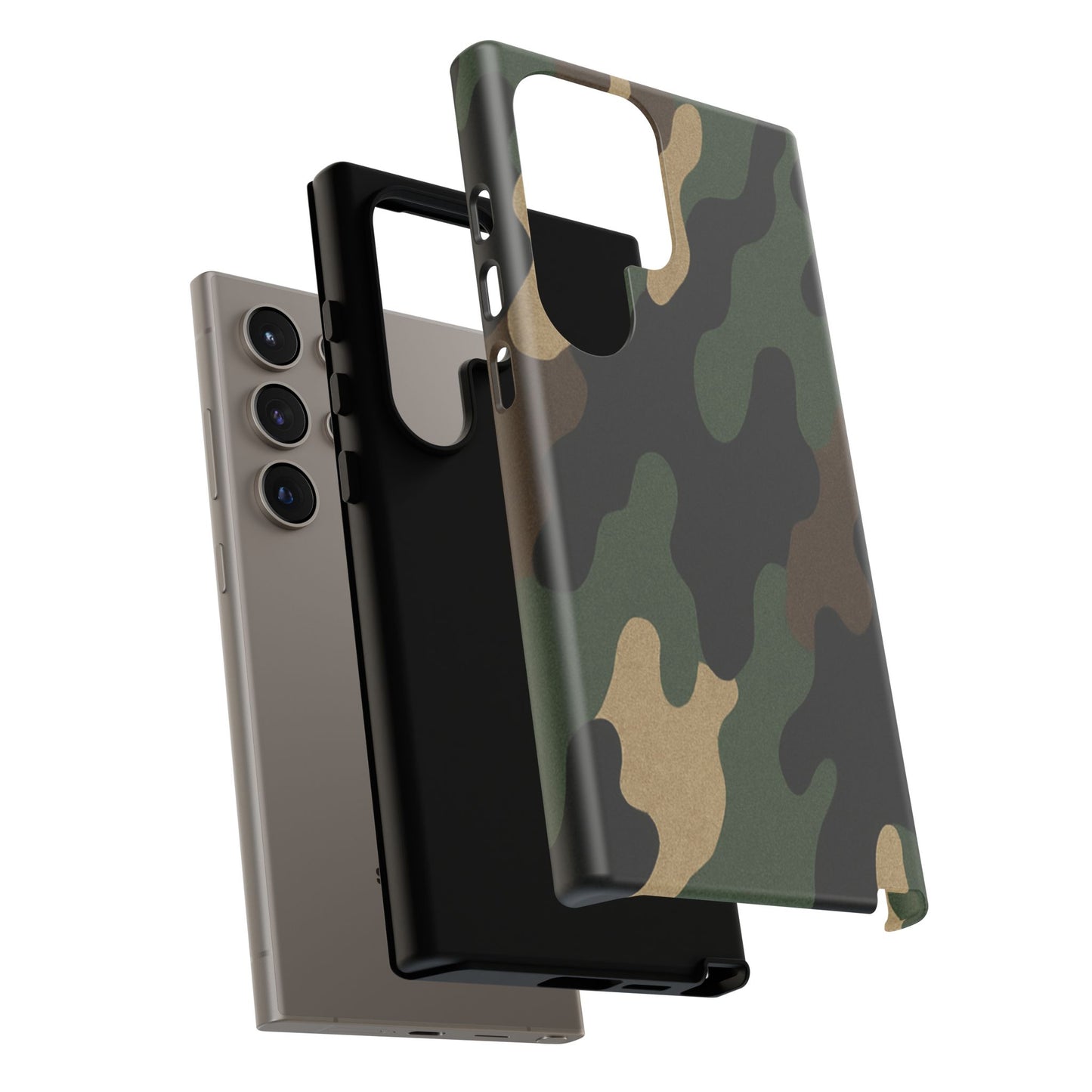 Camo Tough Phone Case by Printify in military green, rugged protective cover for durable smartphone protection.