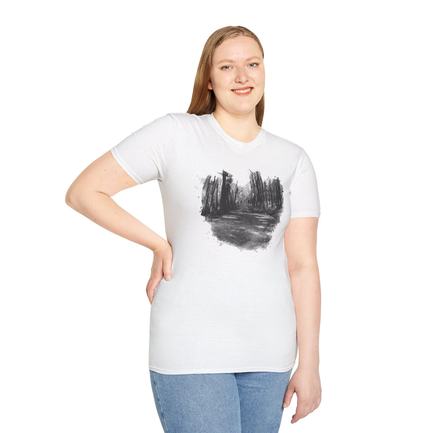 Minimalist Nature-Inspired Unisex Softstyle T-Shirt, Casual Wear, Everyday Style, Gift for Nature Lovers, Eco-Friendly Fashion