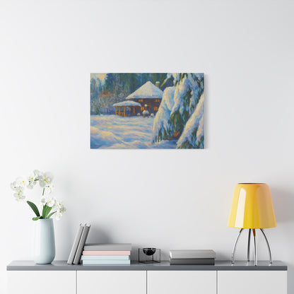Winter Landscape Canvas Wall Art, Cozy Home Decor, Christmas Gift, Seasonal Artwork, Impressionist Style - TRV
