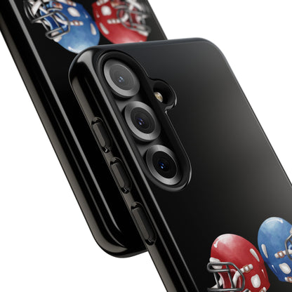 Red and blue football helmet tough phone case for iPhone, protective Printify cover with detailed helmet design.
