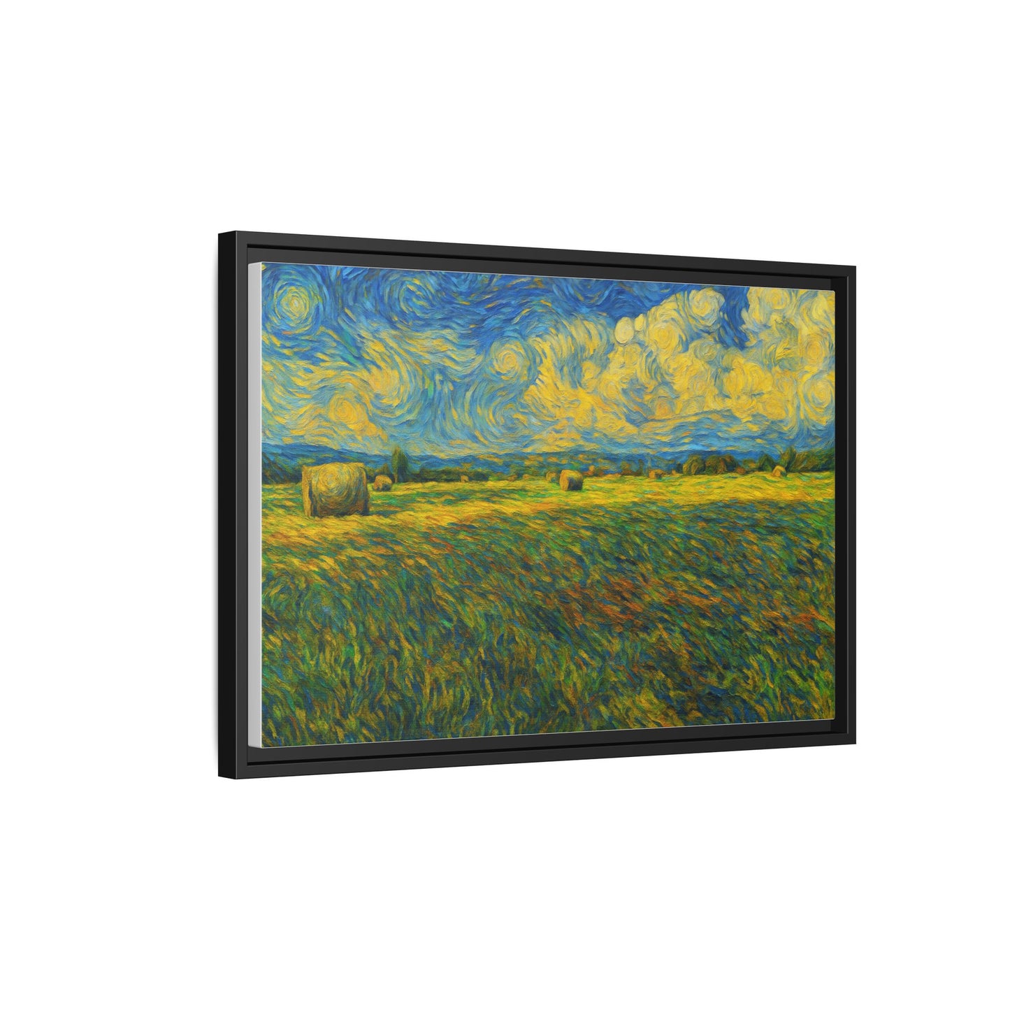 Colorful framed landscape matte canvas print by Printify, featuring vibrant multi-color scenery on high-quality canvas.