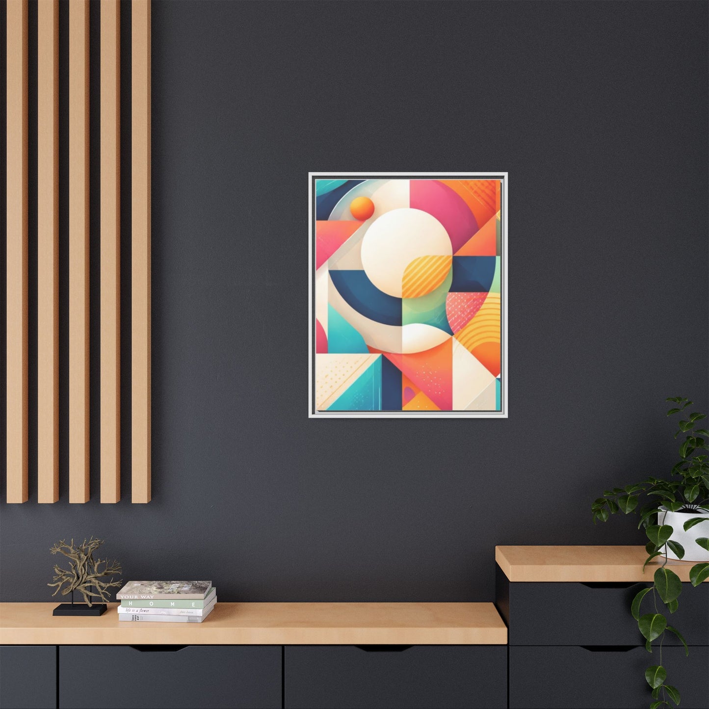 Colorful Geometric Abstract Art Matte Canvas Framed