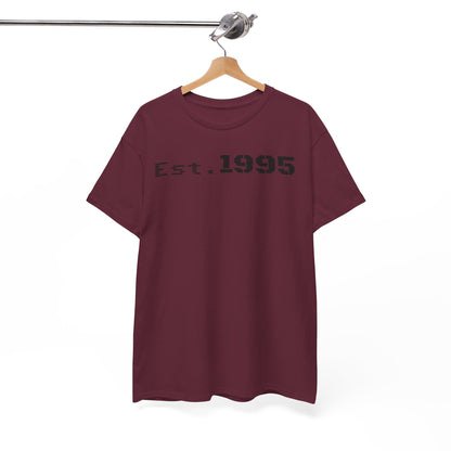 Unisex Heavy Cotton Tee - Est. 1995, Vintage Birthday Gift, Customizable Tee, Retro Unisex Shirt, Casual Everyday Wear