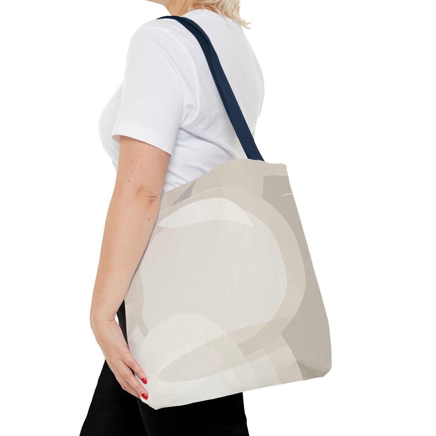 Neutral Abstract Circle Pattern Tote Bag | Minimal Beige AOP Canvas