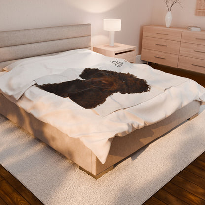 Custom Brown Labradoodle Portrait Blanket | Velveteen Plush Blanket - TRV