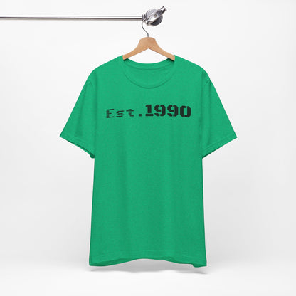 Est. 1990 Unisex Tee, Vintage Style Short Sleeve Shirt, Gift for 30th Birthday, Retro Casual Wear, Year Established T-Shirt