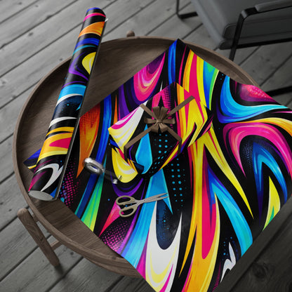 Vibrant Rainbow Swirl Wrapping Paper Roll — Abstract Colorful Gift Wrap