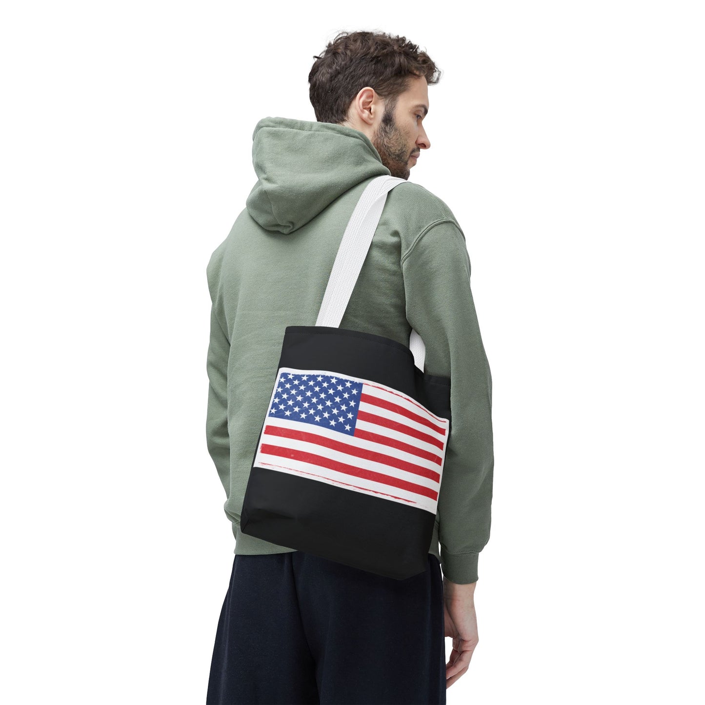 Patriotic Tote Bag, American Flag Carryall, Beach Bag, Reusable Shopping Tote, Independence Day Gift - TRV