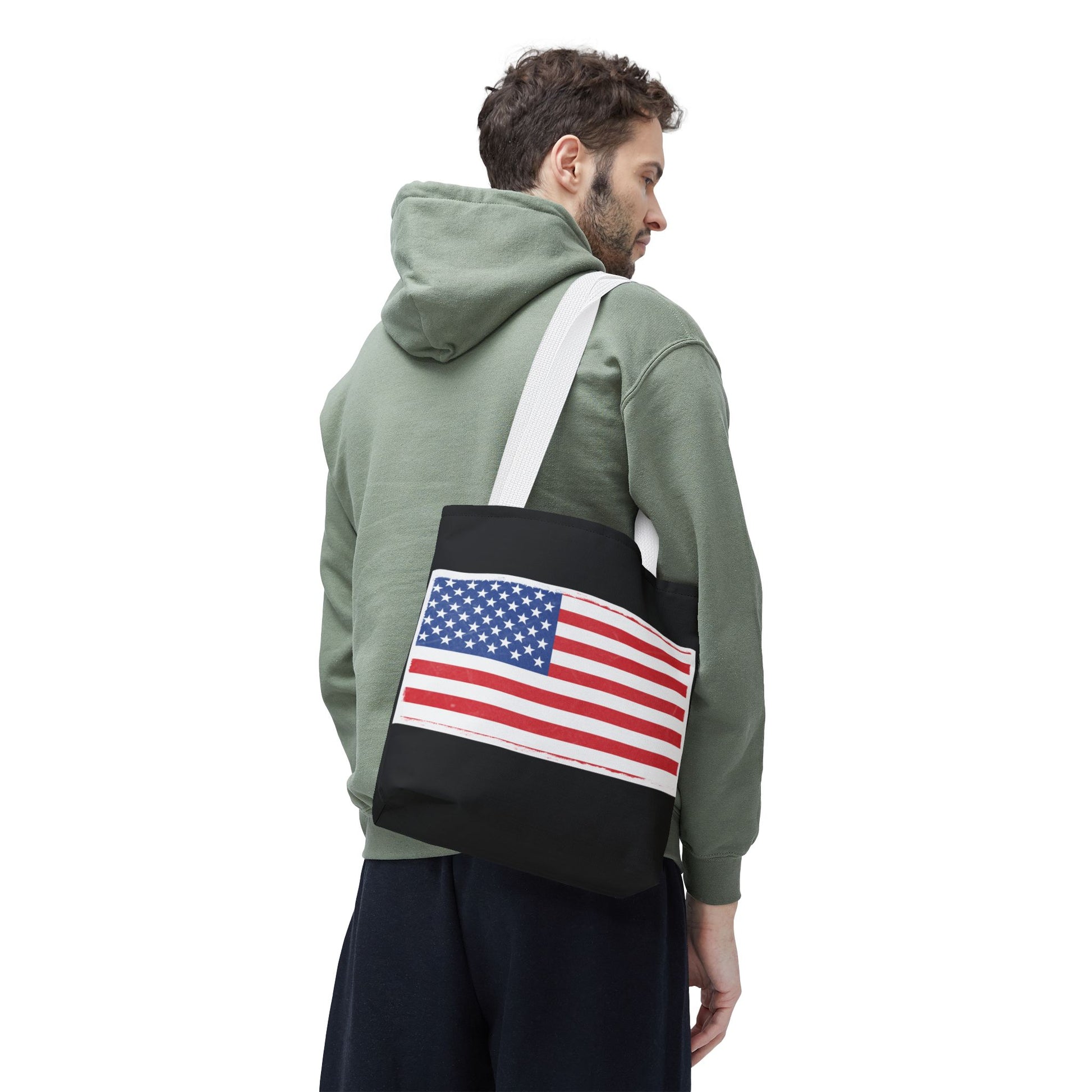 Patriotic Tote Bag, American Flag Carryall, Beach Bag, Reusable Shopping Tote, Independence Day Gift - TRV